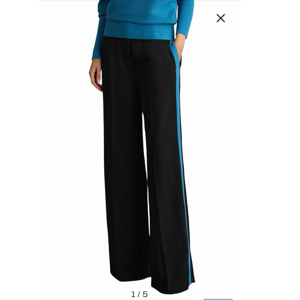 NWOT Women’s Reiss Isla Side Stripe Wide Leg Pants in Black SZ 2